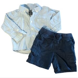 🍁2/$7🍁CHEROKEE Blue Button Down And Shorts Outfit